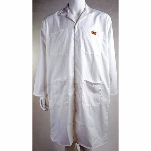 Shop Lab Uniform Coat Unisex 3/4 Length White 58 in Chest Pockets Size 3XL - Picture 1 of 6